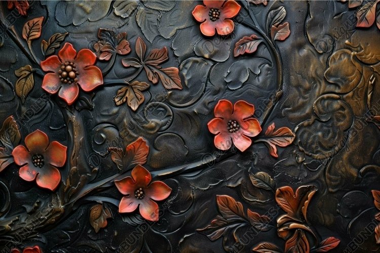 Ornate floral metal relief panel example image 1