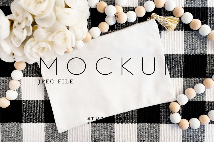 Makeup Bag Mockup, Blank White Bag, JPEG example image 1