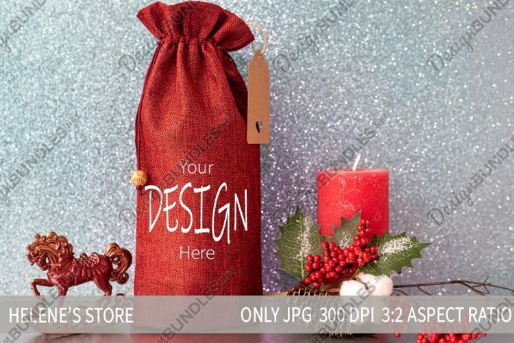 Christmas Mockup|Gift wine bag mockup|wine tote mock.