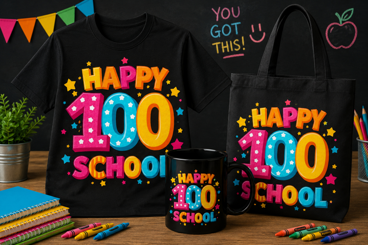 Happy 100th Day of School PNG, 100 Days Celebration