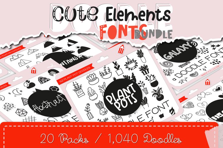 Cute Elements Bundle - Over 1,000 Decorative Doodles example image 1