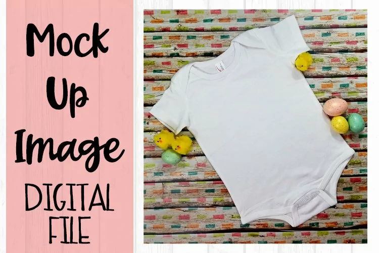 White Baby Body Suit Easter Mock Up