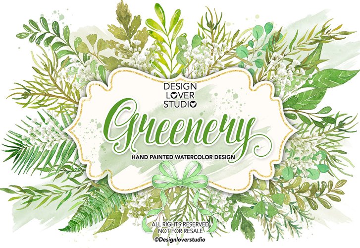 Watercolor Leaves Greenery clip arts example image 1