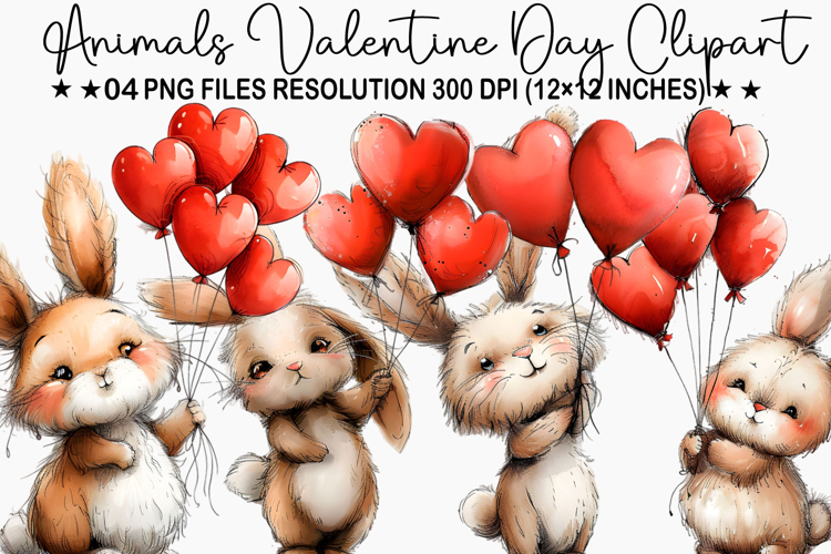 Animals Valentine Day Clipart