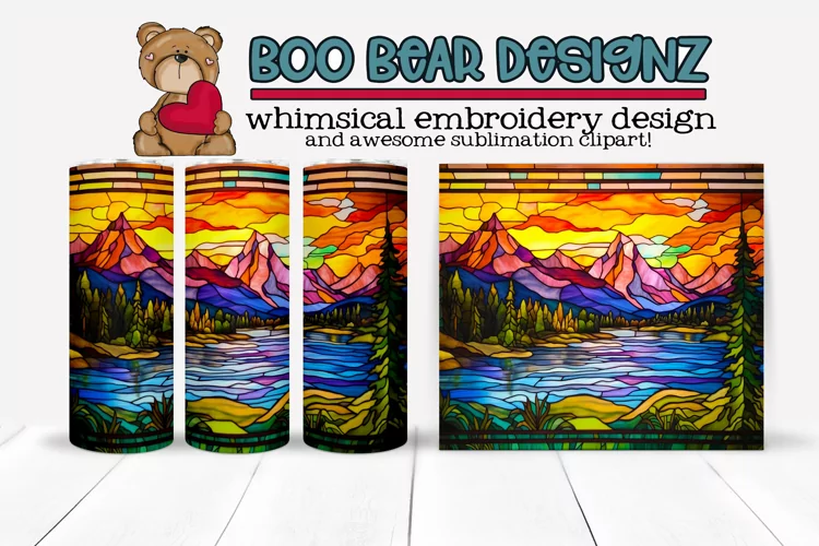 Stain Glass Wilderness Sublimation tumbler design