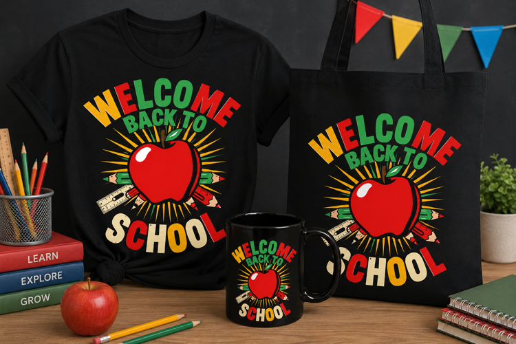 Welcome Back to School PNG, Apple Teacher Design