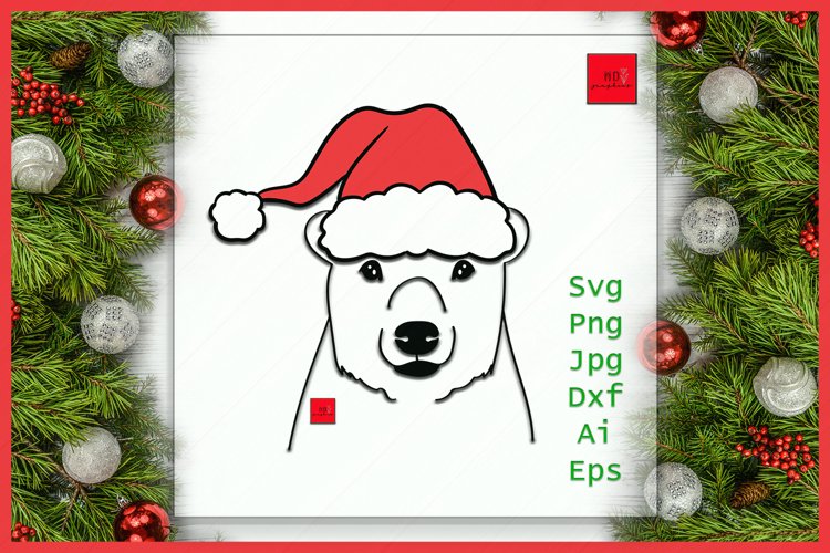 Christmas Bear SVG, Bear Santa Hat SVG File, Bear with Hat example image 1