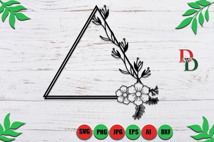 Flower Frame SVG, Triangle Flower Frame SVG, Floral Frame example image 1