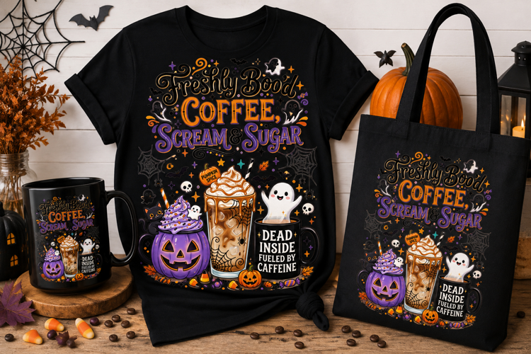 Halloween Coffee PNG | Freshly Boo'd Coffee Sublimation