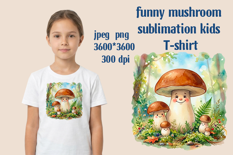 Funny mushroom sublimation kids T-shirt