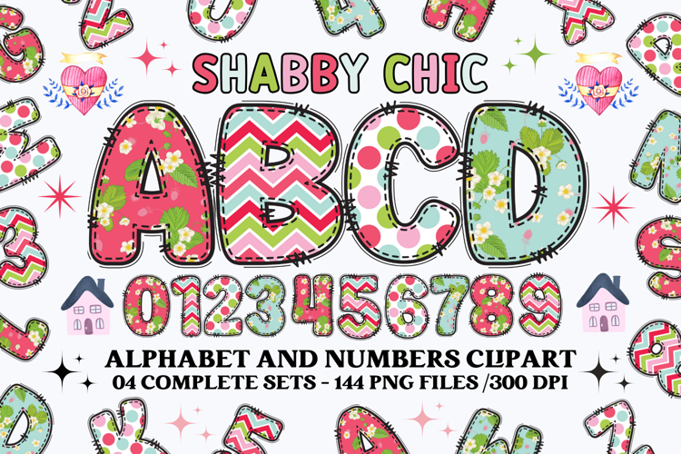 Shabby Chic letters doodle, shabby chic png alphabet clipart
