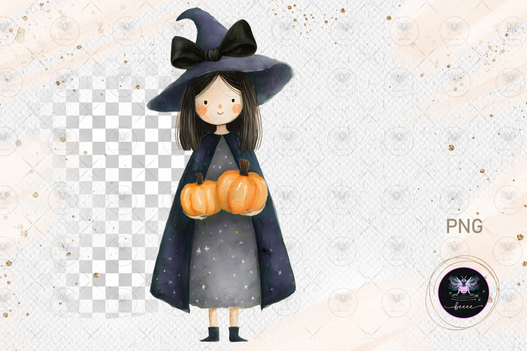 Pumpkin Witch Sweet Little PNG