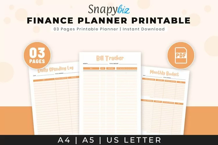 A4 Finance Printable Planner- Finance Tracker - Bill Tracker