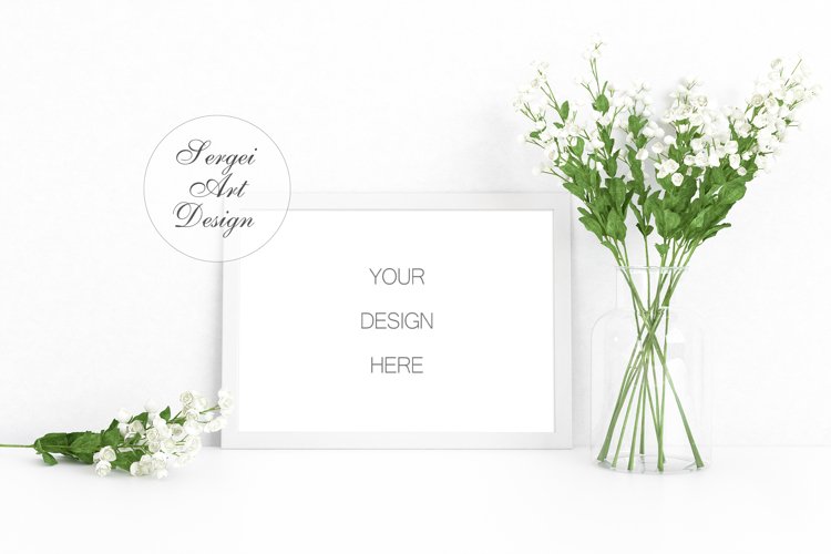 A4 Summer Frame Mock Up, Spring Artwork Template,PSD PNG JPG example image 1