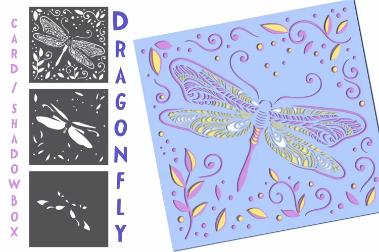 Dragonfly Layered Card / Shadow Box - 3 layers