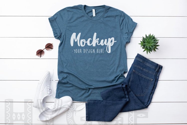 Tshirt Mockup Bella Canvas 3001 Heather Slate Tshirt Mockup