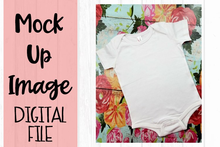 White Bodysuit on Flowers Mock Up example image 1