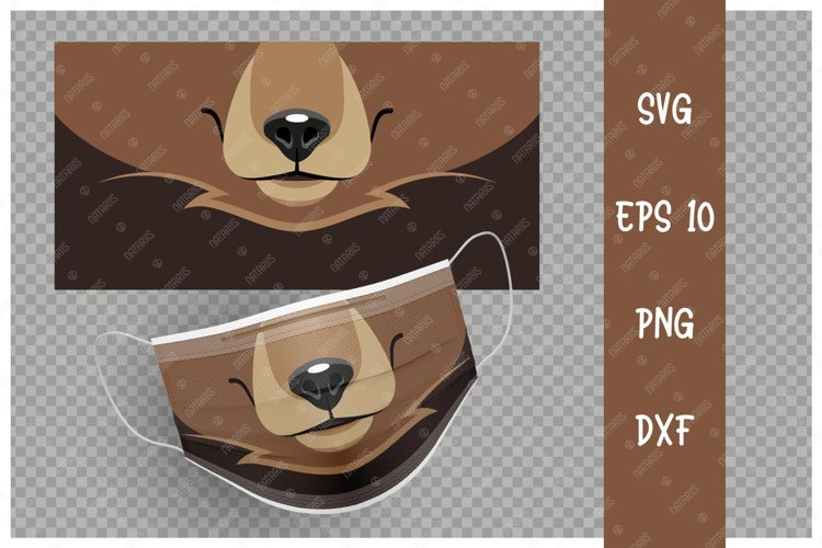 Cute Bear animal mouth for protective face mask. example image 1