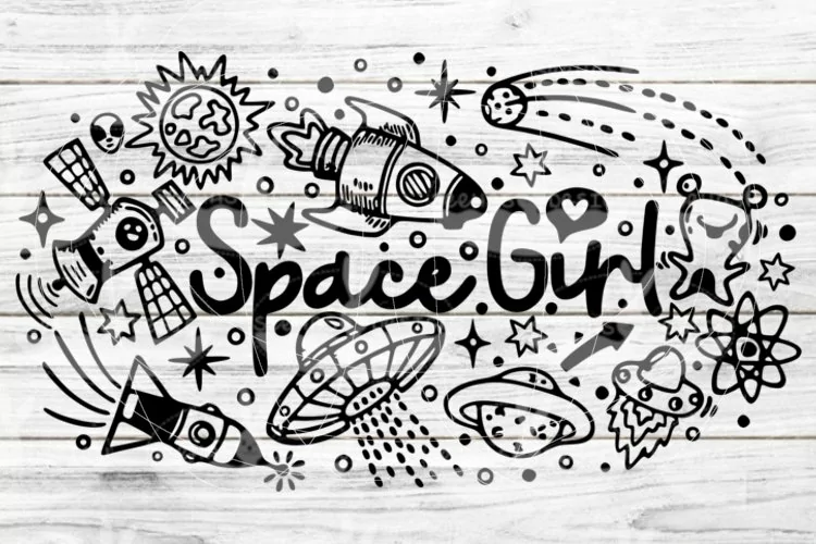 Space Girl SVG DXF Cutting file
