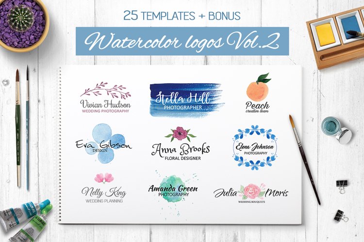 Watercolor logo templates V.2