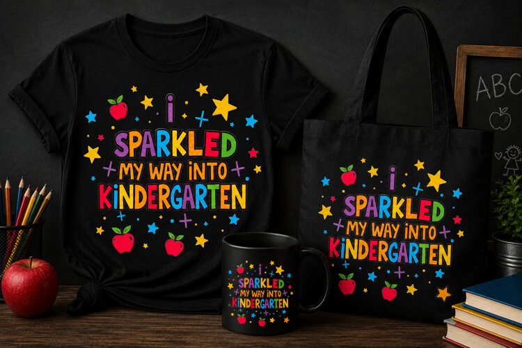 Sparkled My Way Into Kindergarten PNG, First Day Design example image 1
