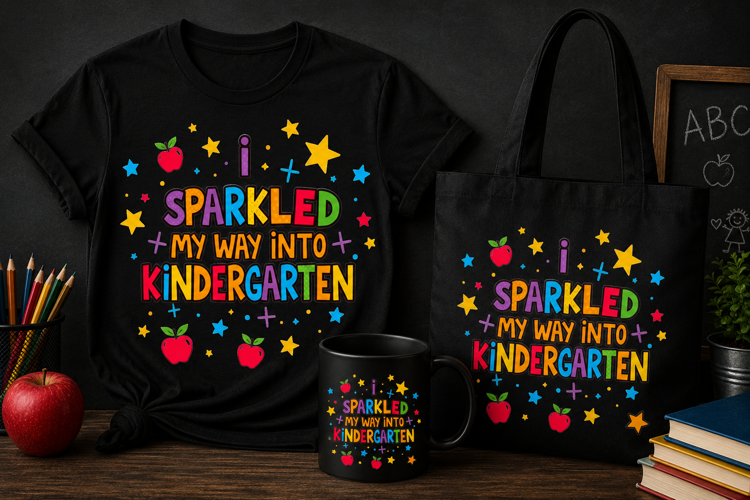 Sparkled My Way Into Kindergarten PNG, First Day Design