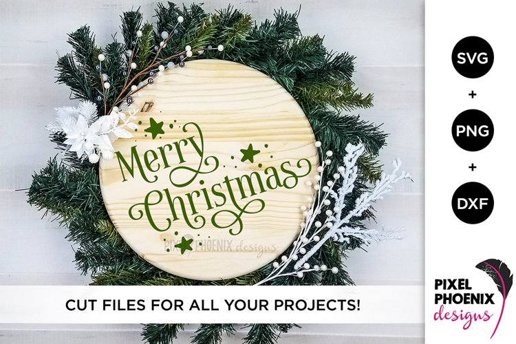 Merry Christmas SVG with stars example image 1