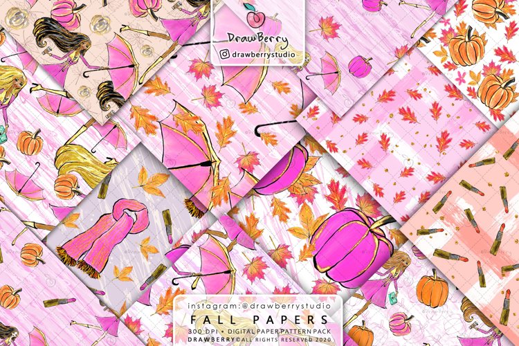 Fall Pumpkin Digital Paper Pack example image 1