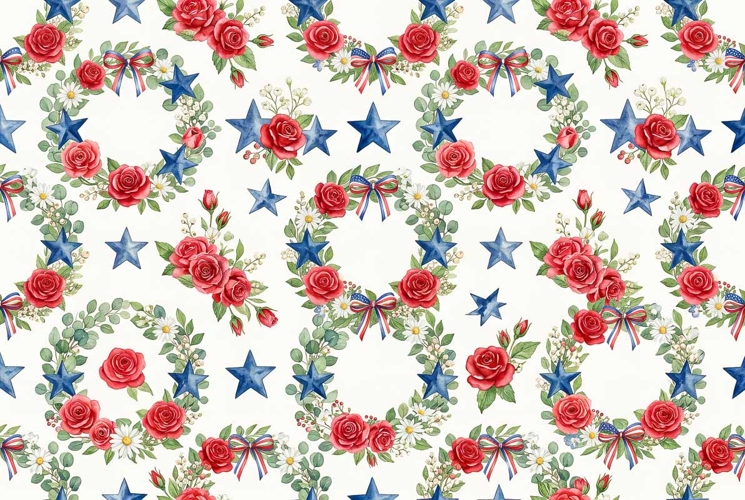 patriotic wreaths red roses blue stars and white flowers
