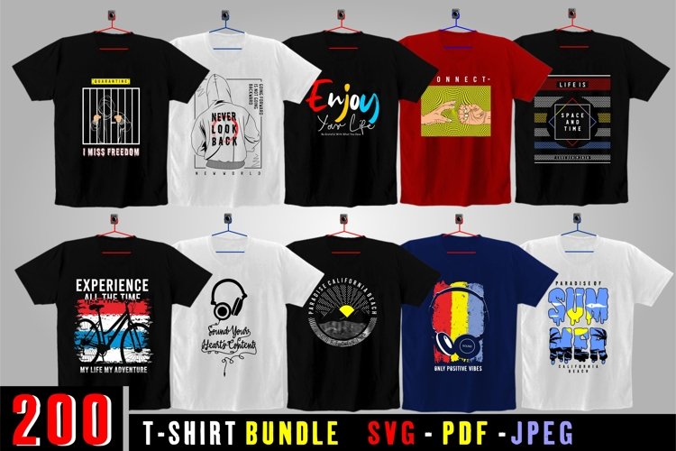 200 DESIGN T-SHIRT BUNDLE SVG-PDF-JPEG example image 1