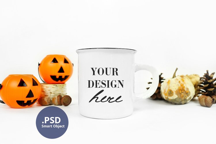 Halloween Camping mug mockup PSD, camping mug mock up