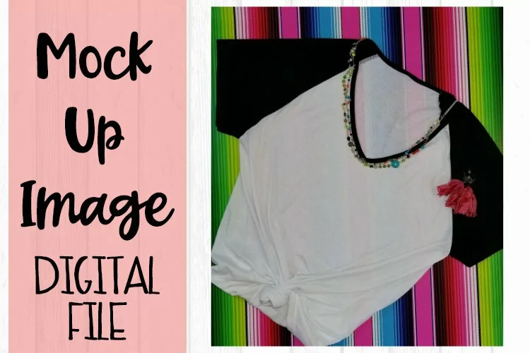 Short Sleeve Black Raglan on Serape Mock Up