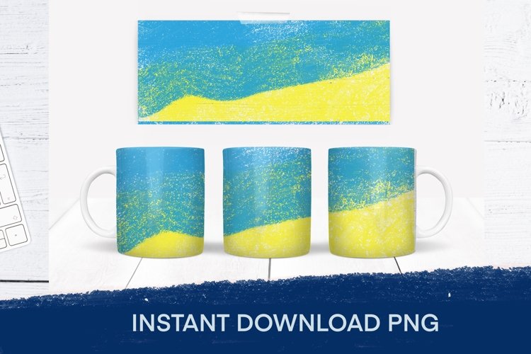 Ukrainian flag. Yellow and blue mug sublimation. Ukraine