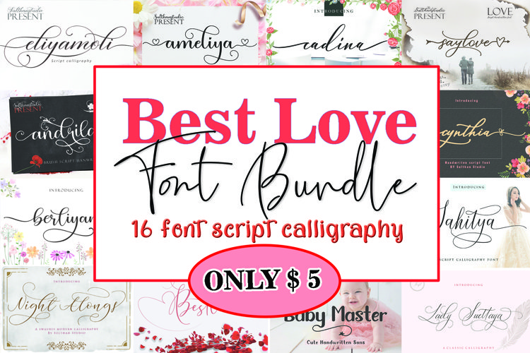 Best Love Font Bundle example image 1