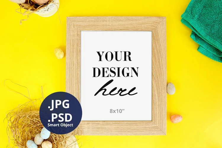 Easter Vertical Frame Mockup, Portrait 8x10 frame Mockup PSD