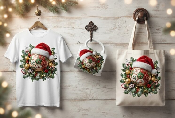 Christmas Soccer Ball Holiday Design example image 1