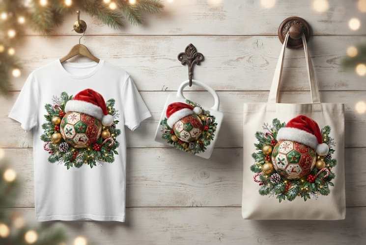 Christmas Soccer Ball Holiday Design