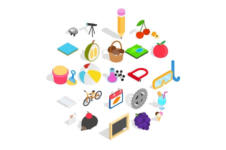 Education of children icons set, isometric style