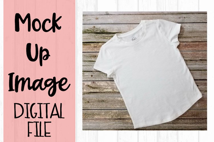 Girls Tee on Wood Mock Up example image 1