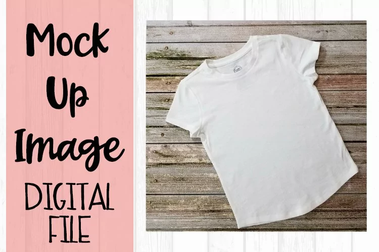 Girls Tee on Wood Mock Up