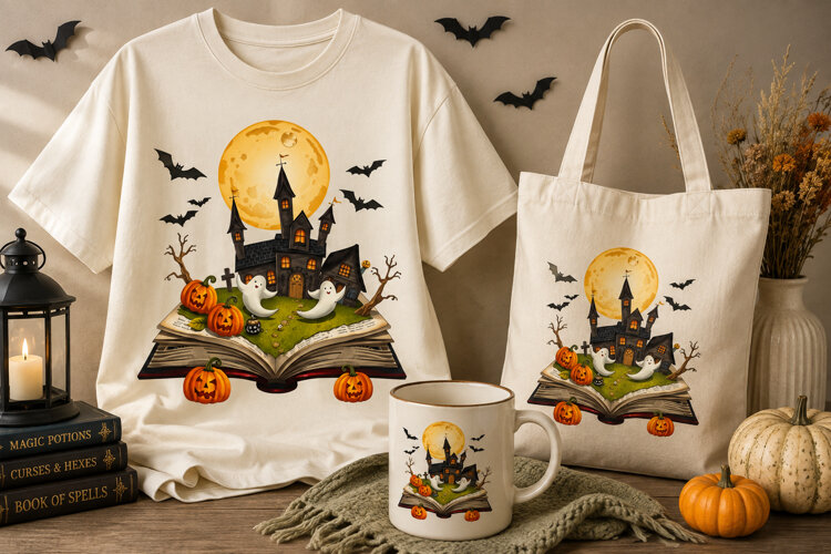 Halloween Haunted House PNG | Ghosts, Pumpkins & Moon example image 1