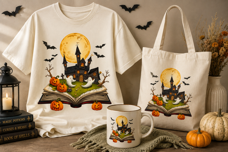 Halloween Haunted House PNG | Ghosts, Pumpkins & Moon