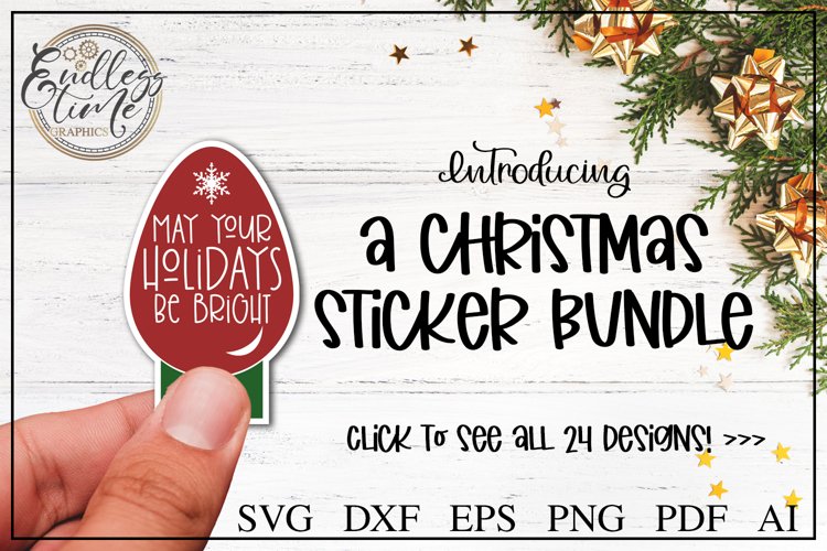 Sticker Bundle - 24 Christmas Mail Stickers - White Border example image 1