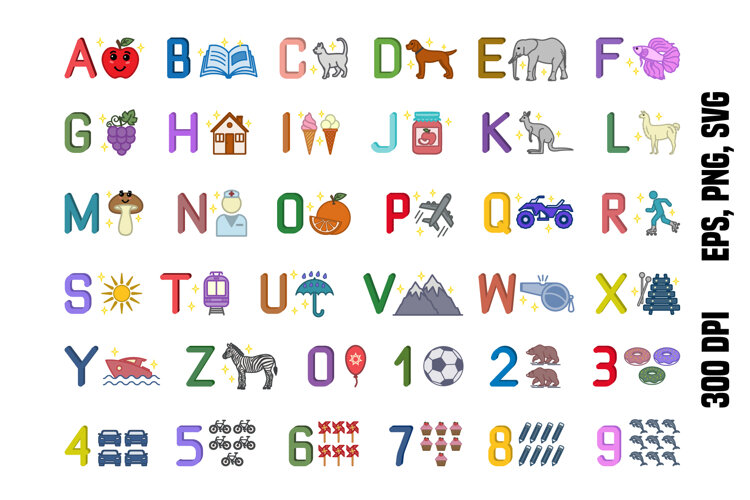 Colored English Letters and Numbers for Kids example image 1