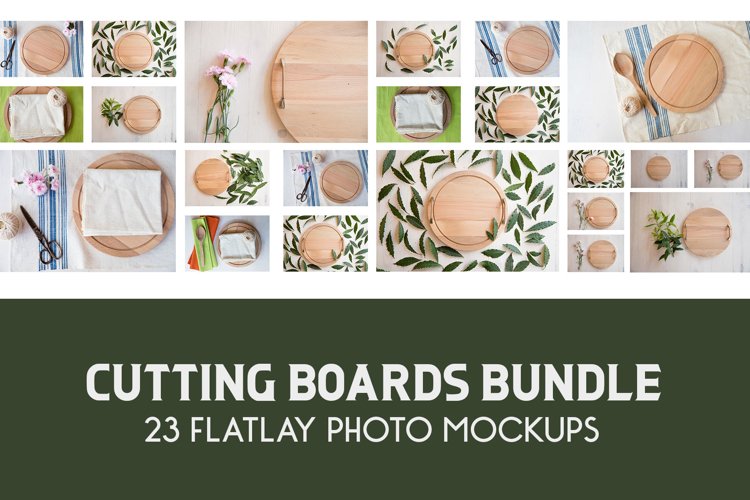 Wood Round Bundle of Layflat Mockups, Wooden Cutting Boards example image 1
