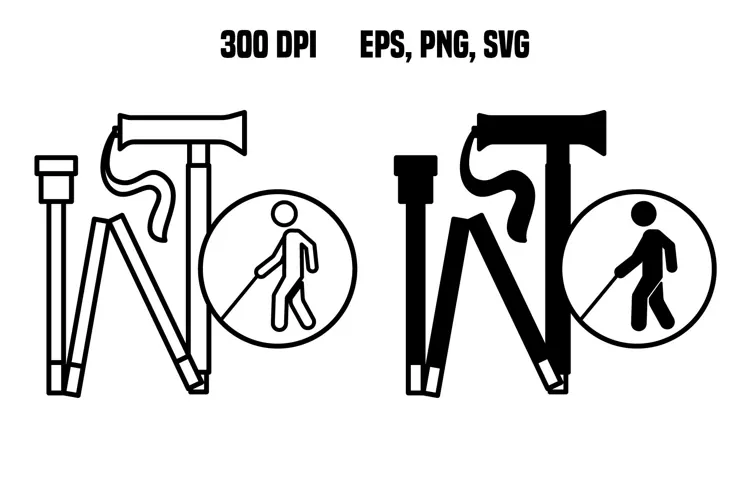 Ergonomic Folding Cane Icons