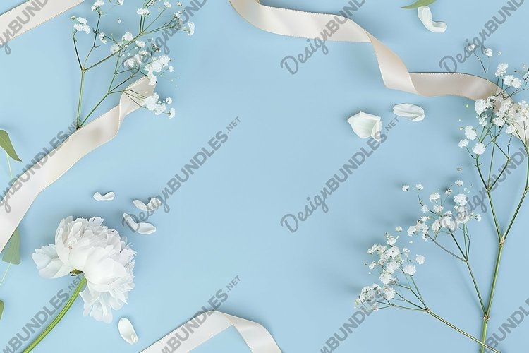 Minimalist Wedding Mockup. Wedding flat lay mockup backdrop