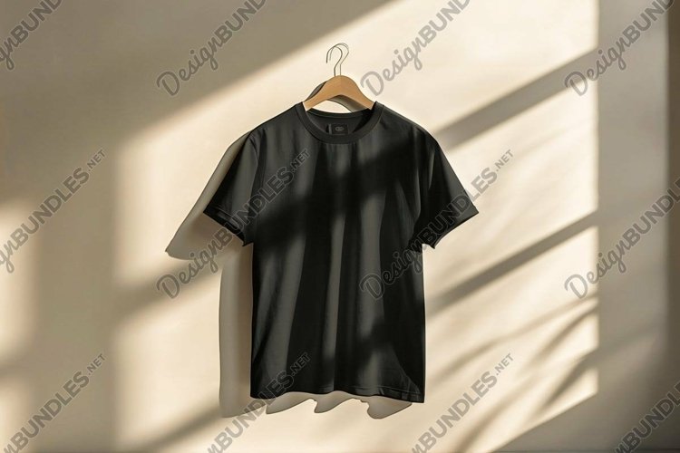 Black T-shirt Mockup Flat Lay
