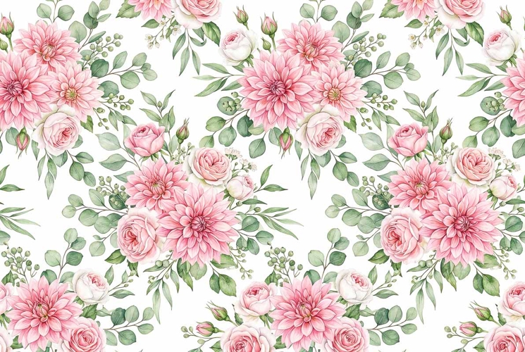 Watercolor seamless repeat pattern Mothers Day