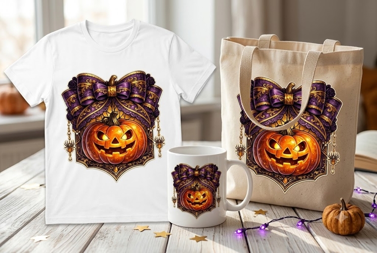 Purple Gothic Halloween Pumpkin PNG, Vintage Jack O Lantern